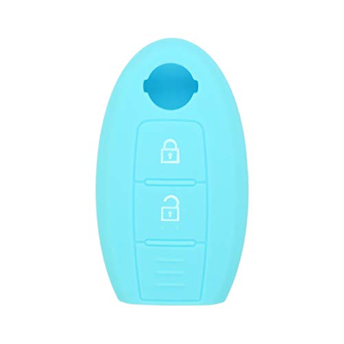 BROVACS Silicone Cover Protector Case Holder Skin Jacket Compatible with NISSAN 2 Button Smart Remote Key Fob CV9506 Light Blue - Image 2