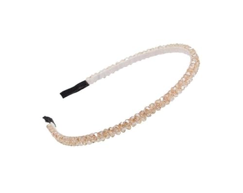 PurYupearl Fashion Super Shiny Women Two Rows Champagne Crystal Beads Headband Girls Headwear Rhinestone Beaded Hair Band Hair Accessories Women's Fashion Headbands Hair Care
