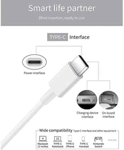 Image of Original 120W Fast Charging Adapter with USB-C to USB-C Cable Compatible with Vivo V29 Pro V27 V25 V21e V17 Super Fast Charge, Compact & Durable Design