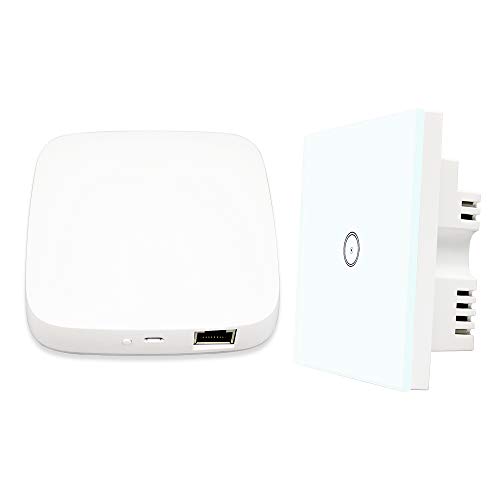 BENEXMART BENEXMART Tuya Zigbee Hub Smart ZigBee 1-Gang-Lichtschalter für Alexa SmartThings zur Steuerung normaler Lichter, Smart Home Automation (Hub + 1-Gang-Zigbee-Licht))
