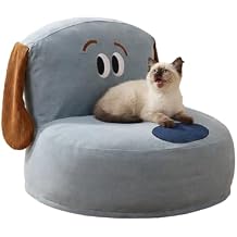 ZEZE Denim Furniture Style Sofa Dog Bed Cozy Denim-Inspired Pet Lounge Chair for Cats & Small Dogs, Soft Plush Cushion, Stylish Home Decor, Small Breed, Removable Cover, 21L x 20W x 10H inches