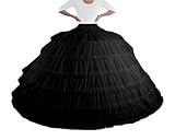 OFEYCHUN Black Crinoline Petticoat for Women 6 Hoop Skirt Long Crinoline Underskirt for Wedding Dress Ball Gown