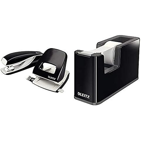 Bundle NeXXt Lo5008 + Hg5502 sw & Leitz, Klebeband-Tischabroller, Fester Stand, Inkl. Beschriftbarem Klebeband, Schwarz/Anthrazit, WOW, 53640095 Cover