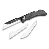 Outdoor Edge 3.0' Razor-Work - Replaceable Blade Folding Utility Knife with Pocket Clip, 3X Cutting Edge, Shaving Sharp (Gray, 3 Blades)