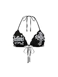 SOLY HUX Women's Gothic Graphic Halter Tops Y2k Tie Backless Sleeveless Cami Crop Tops Black Letter Small