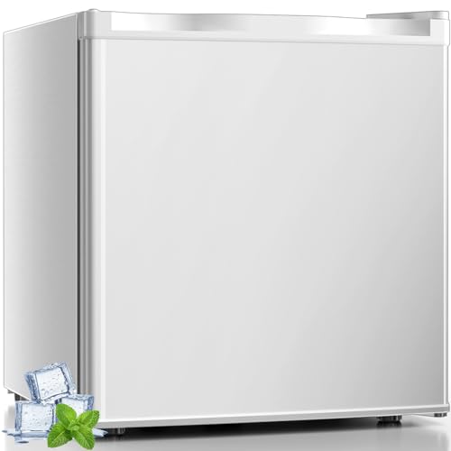 Antarctic Star Mini Fridge with Freezer, Rated 1.6 cu.ft, Small Upright Refrigerator with Removable Shelves, 7 Adjustable Thermostat, Low Noise for Bedroom/Apartment/Office,White