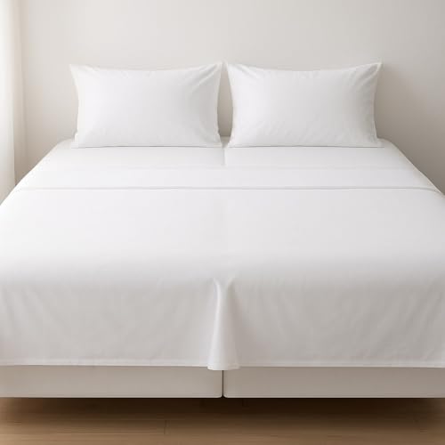 CHATEAU HOME COLLECTION 100% Organic Cotton Split King Sheets - 5 Pc Split King Sheet Set, 300 Thread Count Soft Sateen Weave, Cooling Breathable Bed Sheets, Deep Pocket Cotton Sheet Set - White