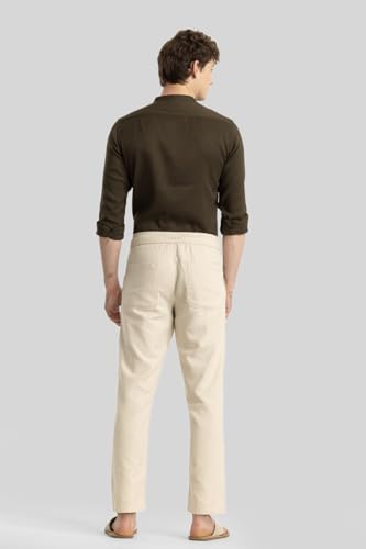 Image of SNITCH Martino Hazelnut Plain Slim Fit Trousers