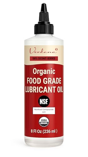 Verdana Food Grade Lubricant Oil – Organic, Kosher, NSF H1, Non-GMO – Petroleum-Free Light Machine Oil for Meat Slicers, Grinders, and Food Contact Equipment – Rust & Corrosion Inhibitor – 8 Fl Oz
