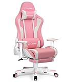 GTPLAYER Gaming Stuhl Gamer Stuhl mit Fußstütze Bluetooth Lautsprecher Ergonomischer Bürostuhl Computerstuhl Schreibtischstuhl PC Stuhl mit verstellbare Rückenlehne 200 kg Belastbarkeit pink