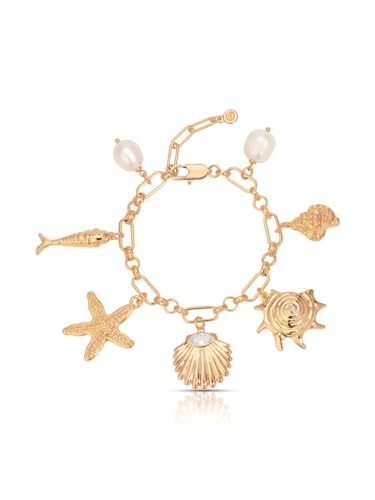 Ettika Gold Bracelet. 18k Gold Plated Bracelets for Women. Oceanic Dreams Charm Bracelet. Jewelry, Birthday Gifts For Women