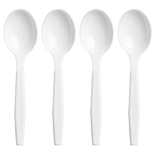 Zeml 50 Medium-Weight Disposable Plastic Soup Spoons - White #TOP28
