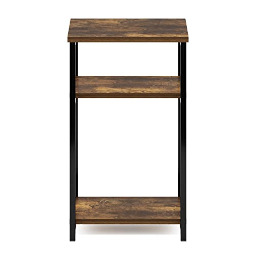 Furinno Just 3-Tier Metal Frame End Table With Storage Shelves, 1-Pack, Amber Pine #TOP5