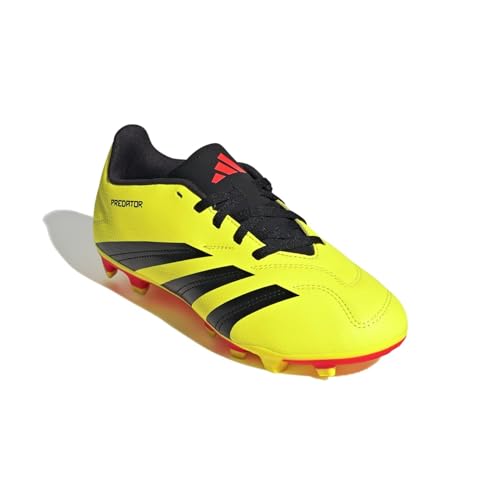 adidas Club Predator 24 Flexible Ground Sneaker, Team Solar Yellow/Black/Solar Red, 6 US Unisex Big Kid