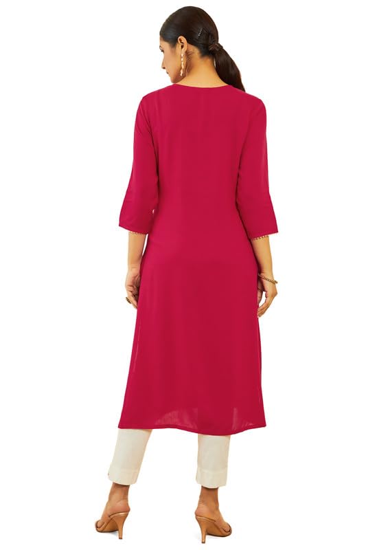 Image of Soch Women's Rayon Straight Fit Straight Kurta