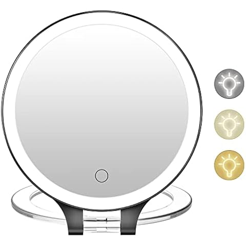 Espejo Maquillaje con 3 Modo Luz: Doble Cara 72 LED Cover