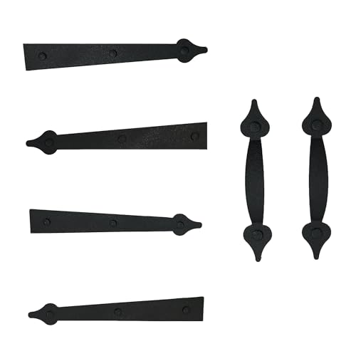 Magnetic Decorative Garage Door Hinges & Handles - Spear Style Garage Door Accents - Durable & Weatherproof - Curb Appeal Faux Hinges & Handles with Hardware Kit - Black