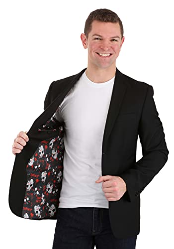 Officially Licensed Friday The 13th Men's Blazer, Jason Voorhees Pattern Open Front Casual Work Business Jacket