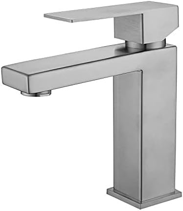Mitigeur évier chaud et froid en acier inoxydable de couleur nickel brossé pour lavabo