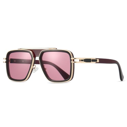 Image of Freckles Mark Trendy Retro Sunglasses for Men Women Stark Vintage Shades 70s Italian Fashion Square Metal Glasses