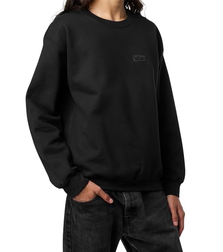 Vans Men's Boxed In Crew Sweatshirt | Warm Fleece Lining, Regular Fit Crewneck Sweater, Thick Cotton & Polyester Fabric Black