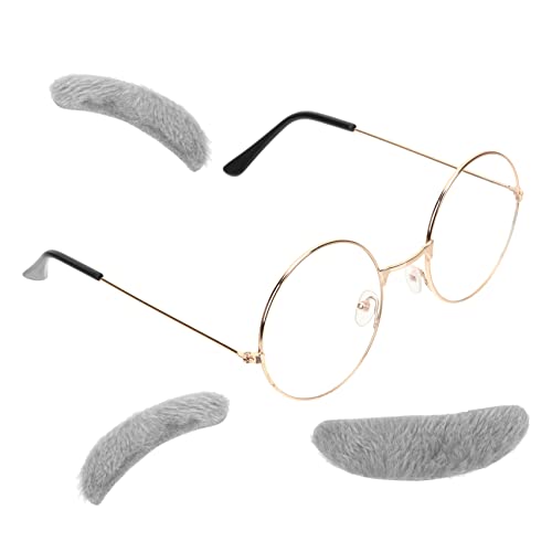 NOLITOY Boys Grandpa Costumes 100 Days School Costumes Fake Facial Hair Kit Eyebrows and Stickers
