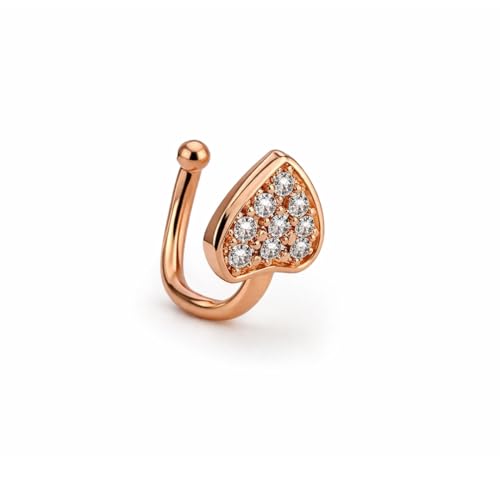 Image of Nilu's Collection Rose Gold American Diamond Non Piercing Nose Pin for Women | Elegant Flower Nose Stud | Minimal Clip-On Nose pin | Anti-Allergy | Anti-Tarnish | Office Wear | Daily Wear | office Wear | Non Piercing