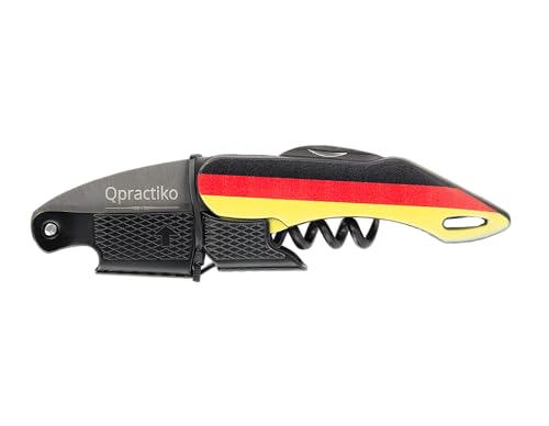 Qpractiko Two-Stroke Corkscrew with Teflon Spiral "Flag Germany" (Q044), Silver With Painted Finish - Image 4
