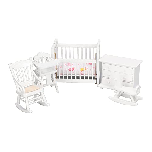 Generic Muebles para Casa de Muñecas 1:12, Juego de Silla con Forma de Caballo Mecedora para Cuna de bebé Simulada, Material de Madera para Regalo para Entusiastas del Bricolaje
