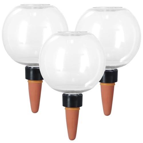 3 Pcs Riego Plantas Vacaciones 500ml, Goteros de Riego Automático de Plástico con Cono de Goteo, Autorriego Globos Bolas de Riego, Dispensadores de Agua para Macetas Flores Exterior Interior (D)