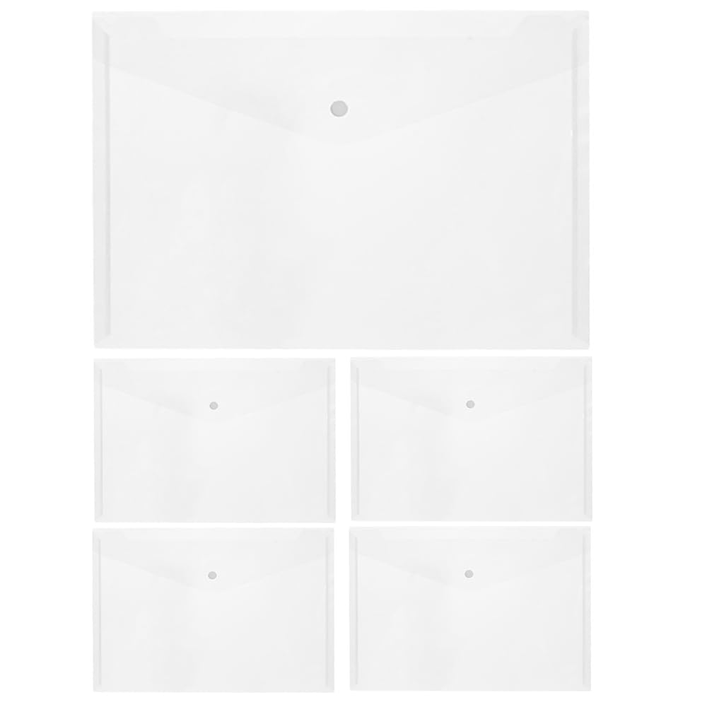 Van Der Linn A4 Plastic Wallet Clear Durable Document Sleeves Paper Organizer (Clear (5PCS))