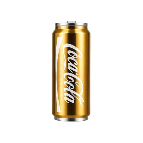 Image of 300ml Metal Can Mug with Straw | Premium Gold Stainless Steel Drinking Cup for Juice, Coffee & Cold Drinks | Reusable Travel Tumbler