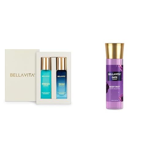Image of Bella Vita Luxury Skai Aquatic EDC & Fresh EDT Unisex Combo with BergamotYlang YlangPink PepperLong Lasting Fragrance ScentPack of 2 20Ml Each Date Women Body Spray Mist Perfume