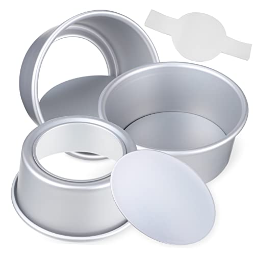 HOLIDYOYO 1 Juego juego de moldes para pasteles redondo Horneando moldes para pasteles pequeños revestimientos de lata para hornear molde de pastel aleación de aluminio