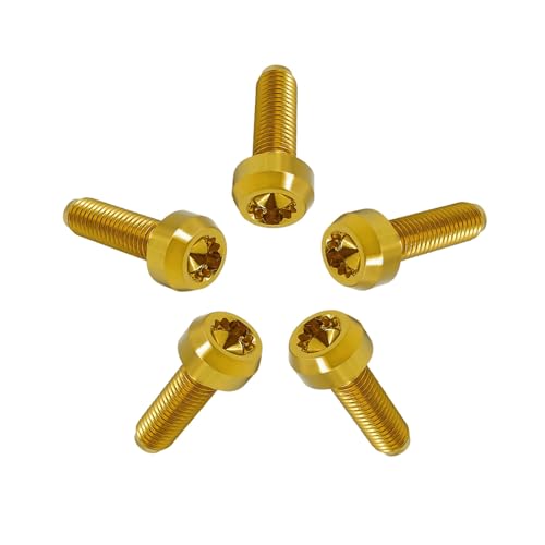 Image of RISON Titanium Bolts M7x1x24.5mm Titanium Bolts Gold M7 Titanium Split Rim Bolts GR5 Bolts Pack of 5
