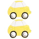 TOBBOMEY 2pcs Cartoon Car Dresser Knobs Kids Plastic Cabinet Pull Handle - Furniture Hardware for Boy Nursery Room Party Decor Bathroom Kitchen Yellow