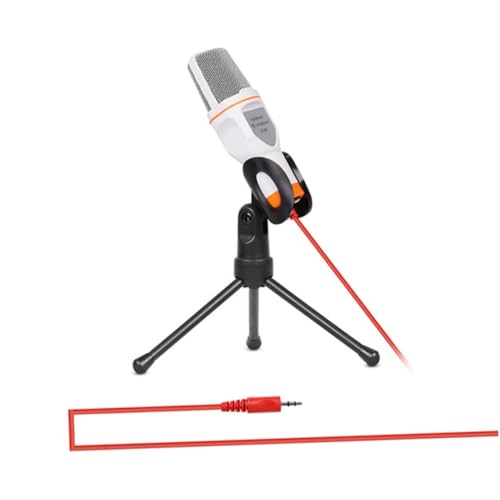 SUPVOX Wired Condenser Sound Podcast Microphone with Clip Holder for PC Laptop Skype Karaoke White Noise Cancelling Audio Easy Setup