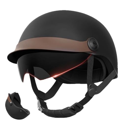 Yonuaret Jethelm Visier Roller Helm Mopedhelm Ideal Für Motoroller Scooter Helm Moped Mofa Helm,Fashionhelm Komfortabler Motorradhelm Für Herren Und Damen
