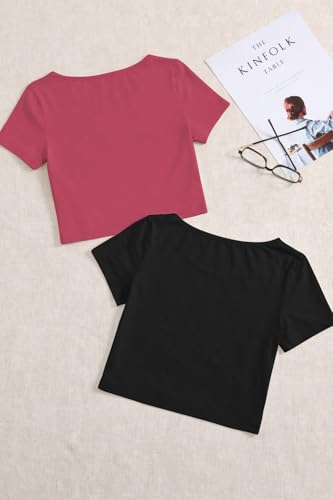 Image of KERI PERRY Tops for Women Crop Top for Women's Tank Activewear Tee Sports Work Out Wear Casual Round Neck Cotton Camisole Pack of 2