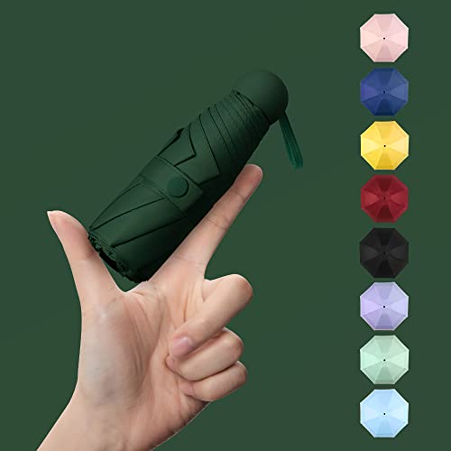 Time Lover Mini Windproof Folding Travel Umbrella, Sun & Rain Umbrellas, Compact Portable For Women Men (Dark Green) #TOP1
