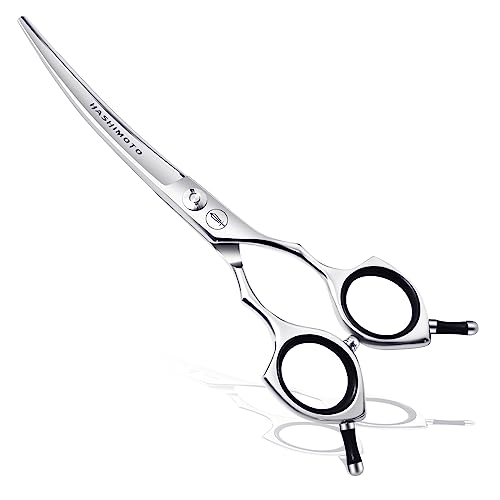 HASHIMOTO Grooming Scissors for Dogs, Curved Shears Dog Grooming Scissors for Large Hands, 6.5 inch, 30 Degree of Curved Blade, Light Weight.
