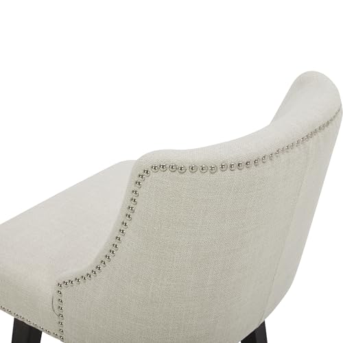 CHITA Counter Height Swivel Bar Stools Set of 2, FSC Certified Upholstered Counter Stools, Modern Swivel Barstools with Wood Legs for Kitchen Island, 26" Seat Height, Fabric in Linen - Thumbnail 7