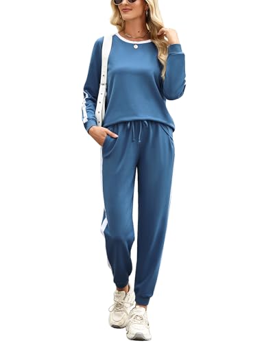 Image of Marvmys Women Long Sleeve Tracksuits Fashion 2 Piece Lounge Set Travel Outfits Jogger Set