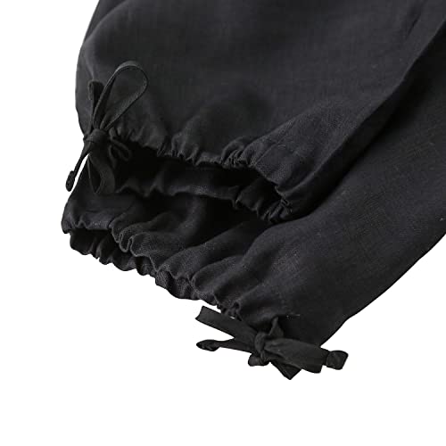 Amazhiyu Womens Pure Linen Casual High Waist Pencil Drawstring Pants with Pockets4