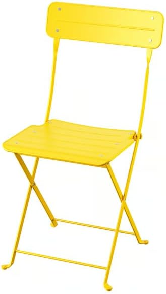 Bright Yellow Folding Chair, Metal Outdoor Patio Bistro Chair, Space-Saving Foldable Design, Lightweight Portable Seating for Garden, Balcony, Backyard or Small Spaces, 18.1 x 16.88 x 33.1 Inches
