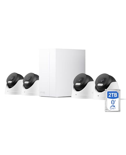 Image of 4K PoE Camera System, 4Pcs 8MP Outdoor Turret Home Security Cameras with AI Detection, 24-7 Recording, Color Night Vision, No Subscription, IP67 Waterproof, 4K 8CH NVR with 2TB HDD (N2834D)