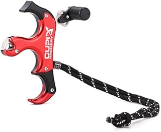 CUPID C3-3 Thumb Bow Release, Aluminum Alloy 3&4 Finger Grip Adjustable Archery Release Aids (red)