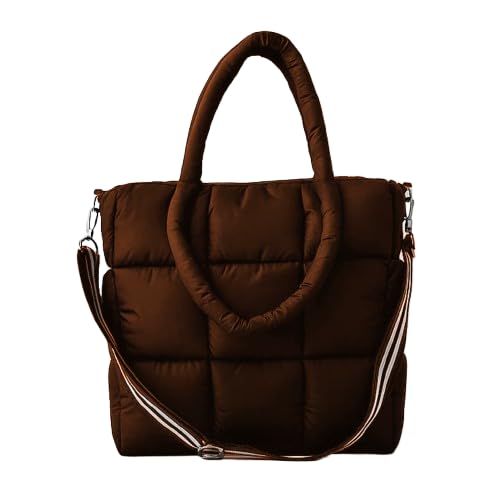 Bolsa Puffer Viagem Grande Alça Listrada Oversized Blendibox (Marrom)