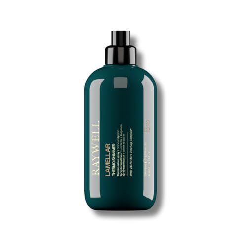 Raywell B.io Thermo Shimmer Spray – Spray de protección contra el calor con efecto antiencrespamiento y antiestático para un brillo duradero, activo por el calor del secador de pelo, fórmula orgánica