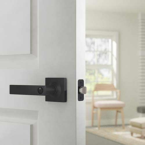 Image of Amazon Basics Contemporary Stamford Privacy Door Lever, Easy Installation, Matte Black, 2-Pack